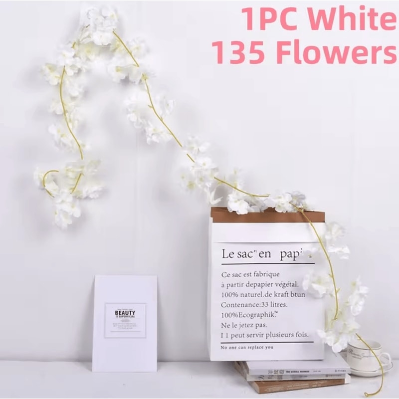 180cm Artificial Cherry Blossom Garland Romantic Sakura Vine For Wedding Home Decor 3