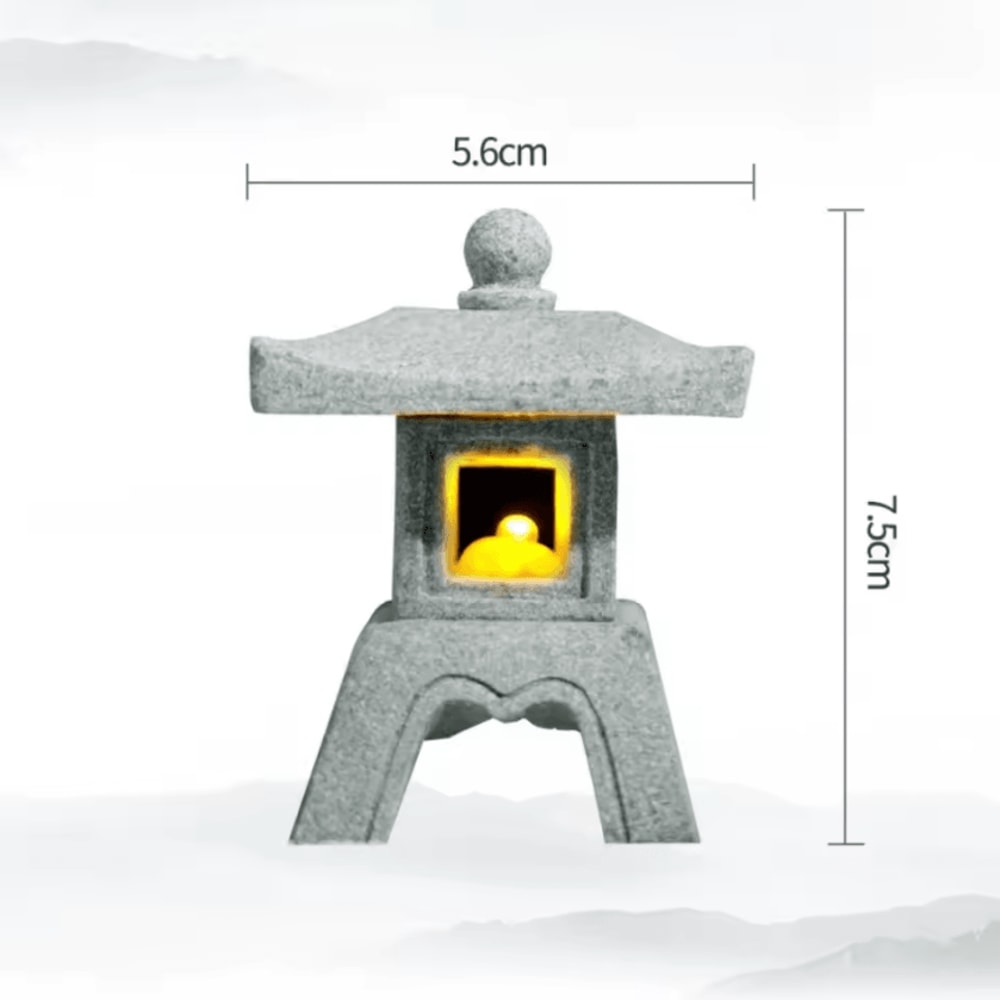 Mini Zen Pagoda Lantern Light Sandstone Bonsai Garden Decor 9