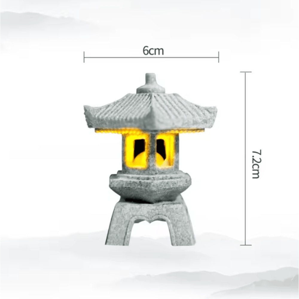 Mini Zen Pagoda Lantern Light Sandstone Bonsai Garden Decor 3