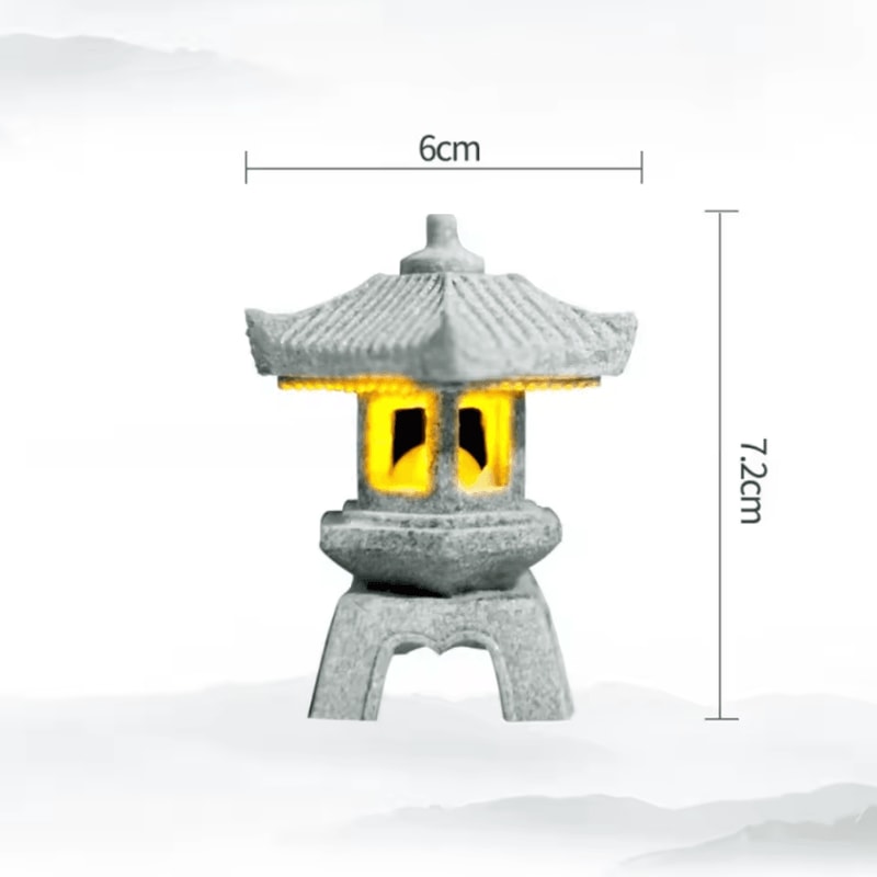 Mini Zen Pagoda Lantern Light Sandstone Bonsai Garden Decor 3
