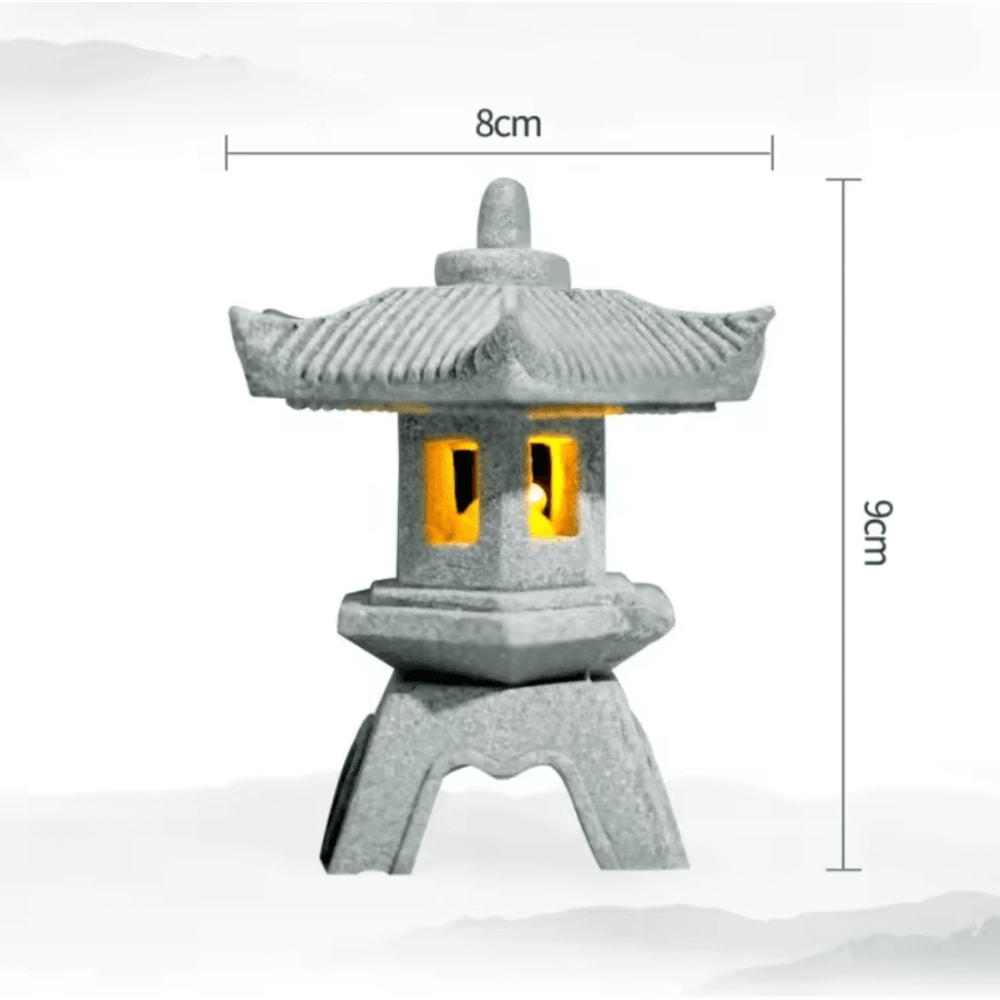 Mini Zen Pagoda Lantern Light Sandstone Bonsai Garden Decor 4