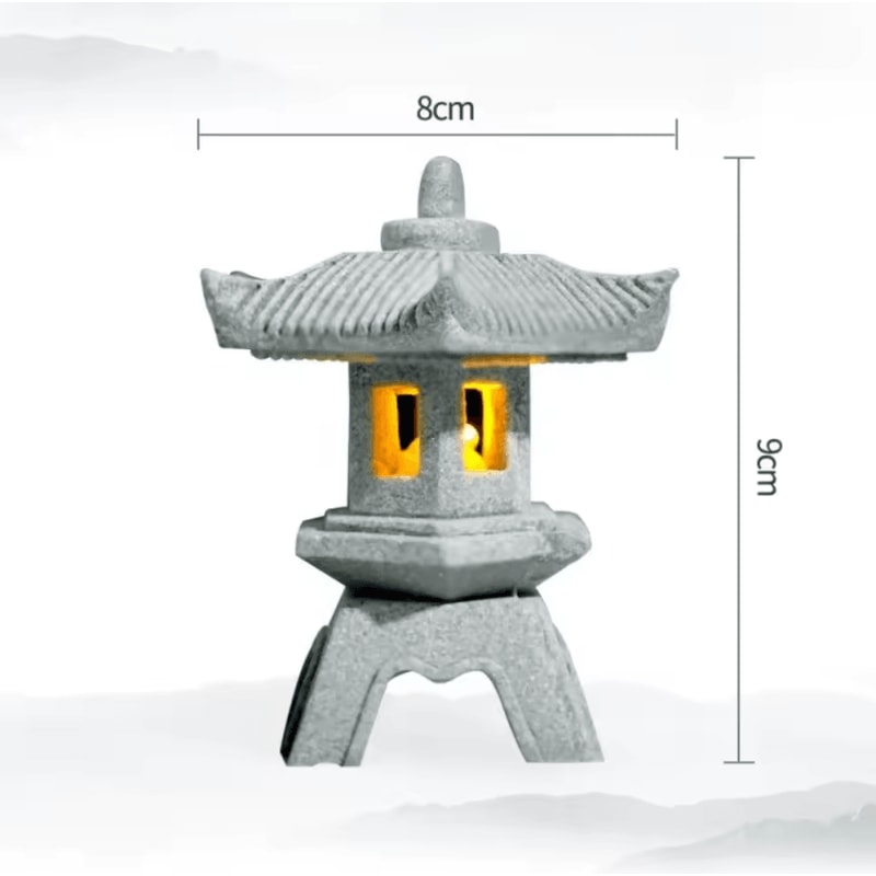 Mini Zen Pagoda Lantern Light Sandstone Bonsai Garden Decor 4