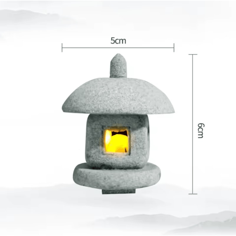 Mini Zen Pagoda Lantern Light Sandstone Bonsai Garden Decor 5