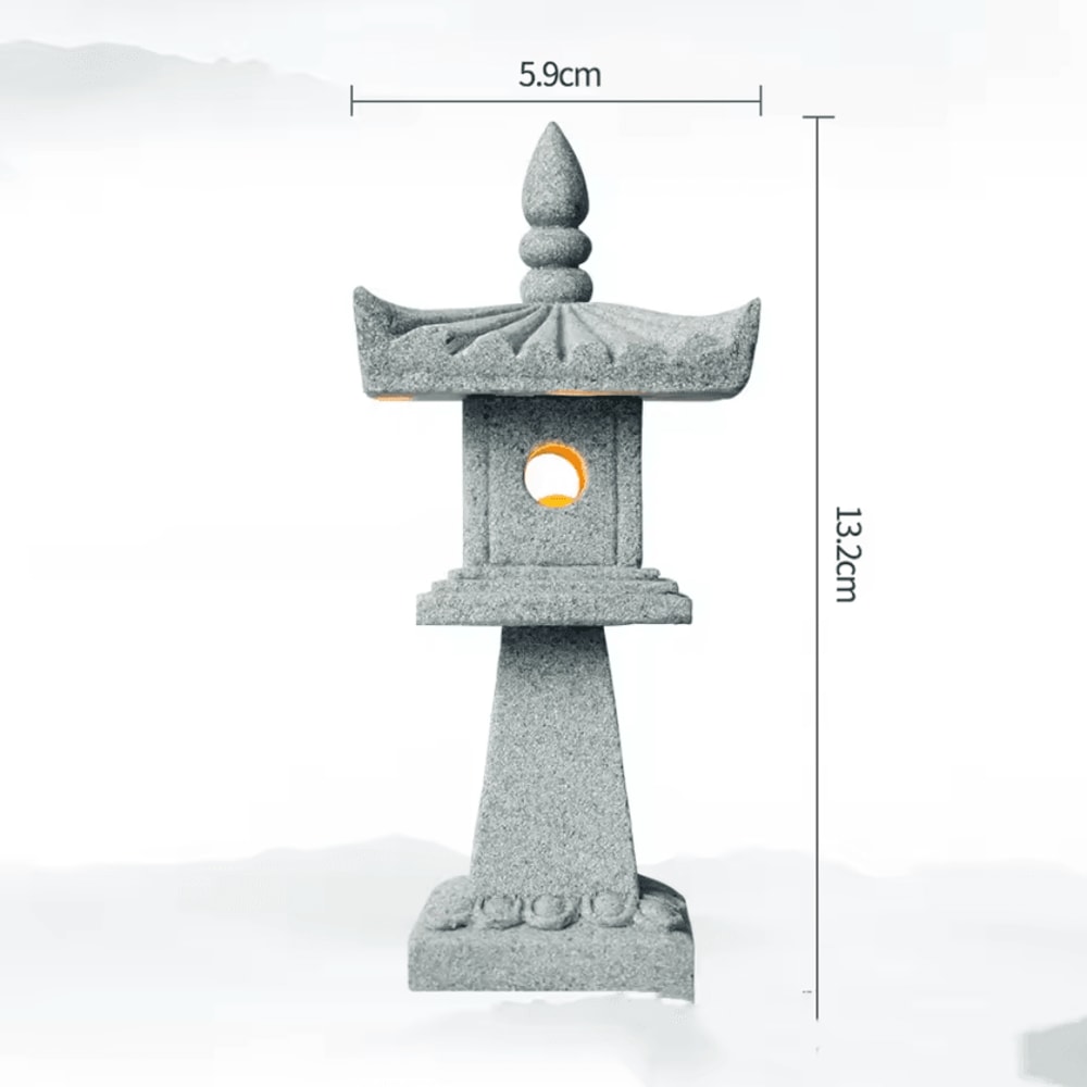 Mini Zen Pagoda Lantern Light Sandstone Bonsai Garden Decor 8