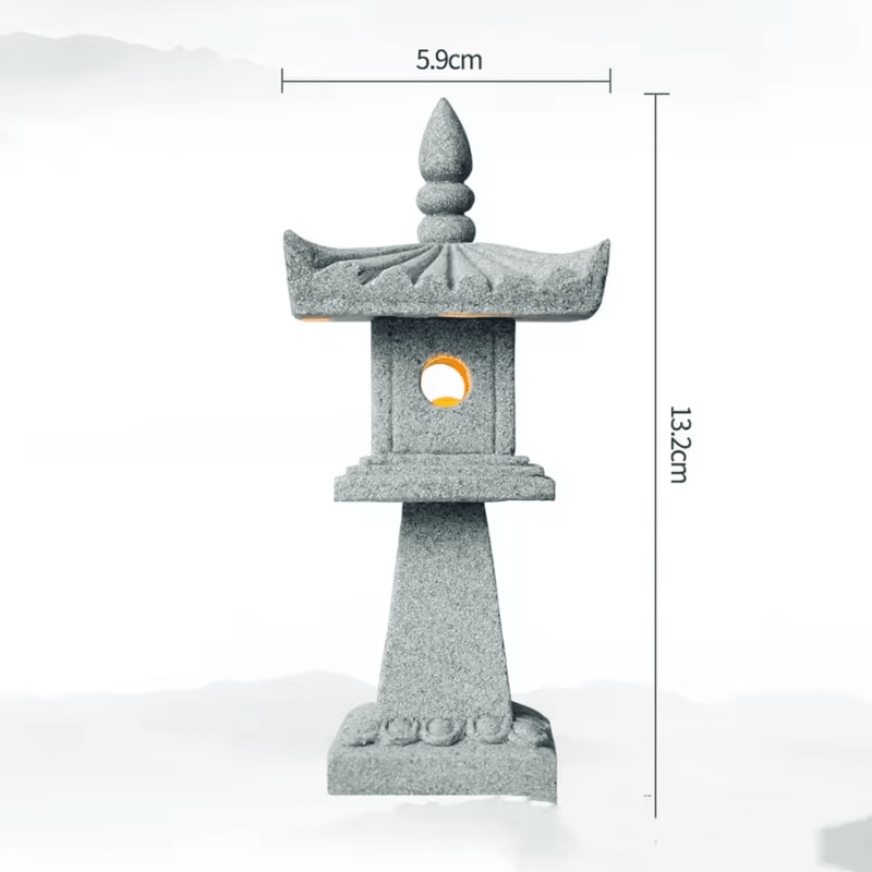 Mini Zen Pagoda Lantern Light Sandstone Bonsai Garden Decor 8