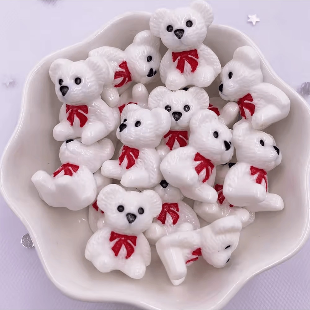 Kawaii HandPainted Resin Bear Flatback Set Colorful DIY Craft Mini Figurines 10PCS 0