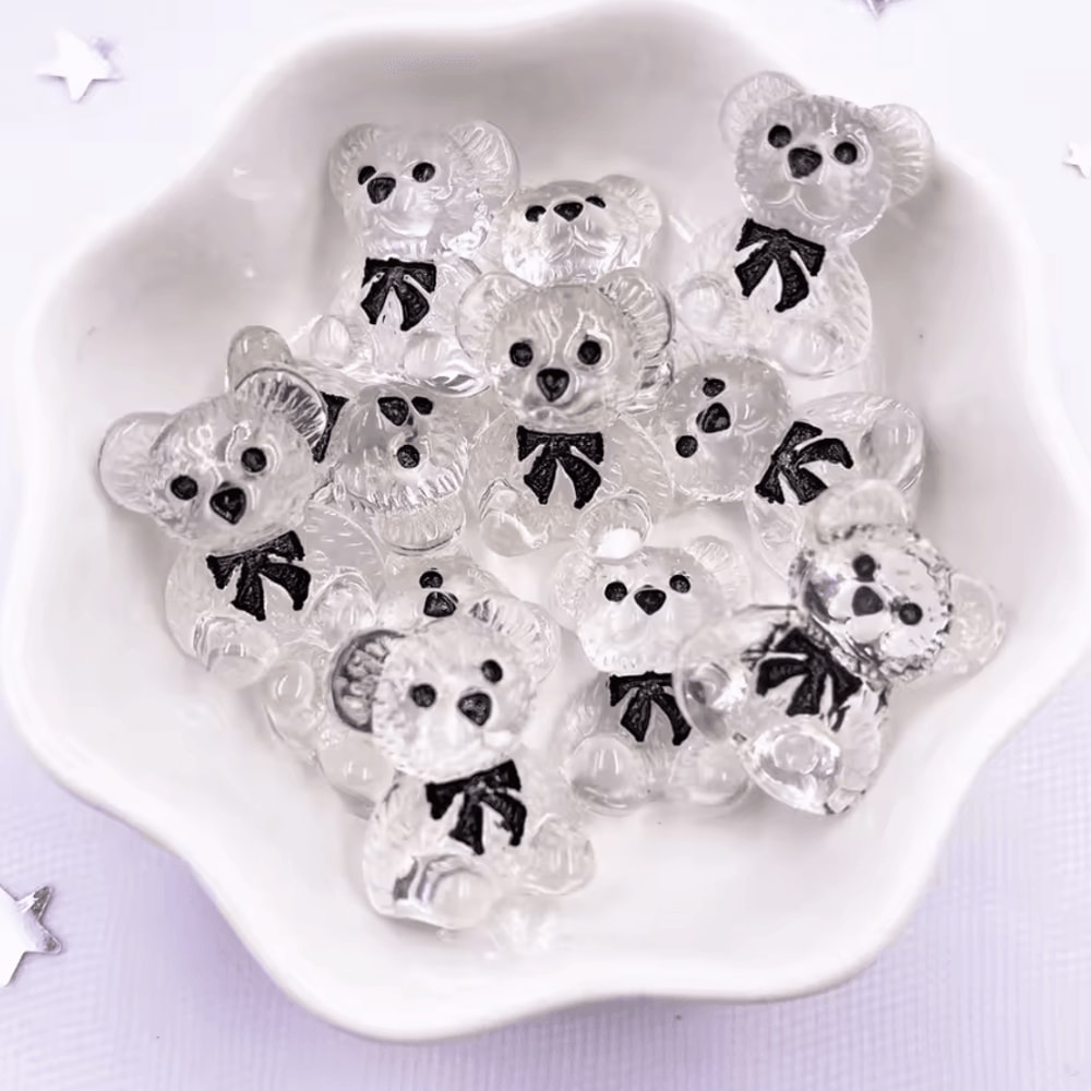 Kawaii HandPainted Resin Bear Flatback Set Colorful DIY Craft Mini Figurines 10PCS 3