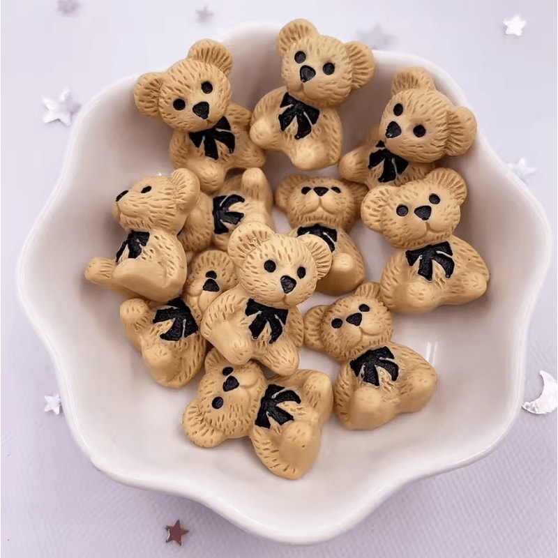 Kawaii HandPainted Resin Bear Flatback Set Colorful DIY Craft Mini Figurines 10PCS 5