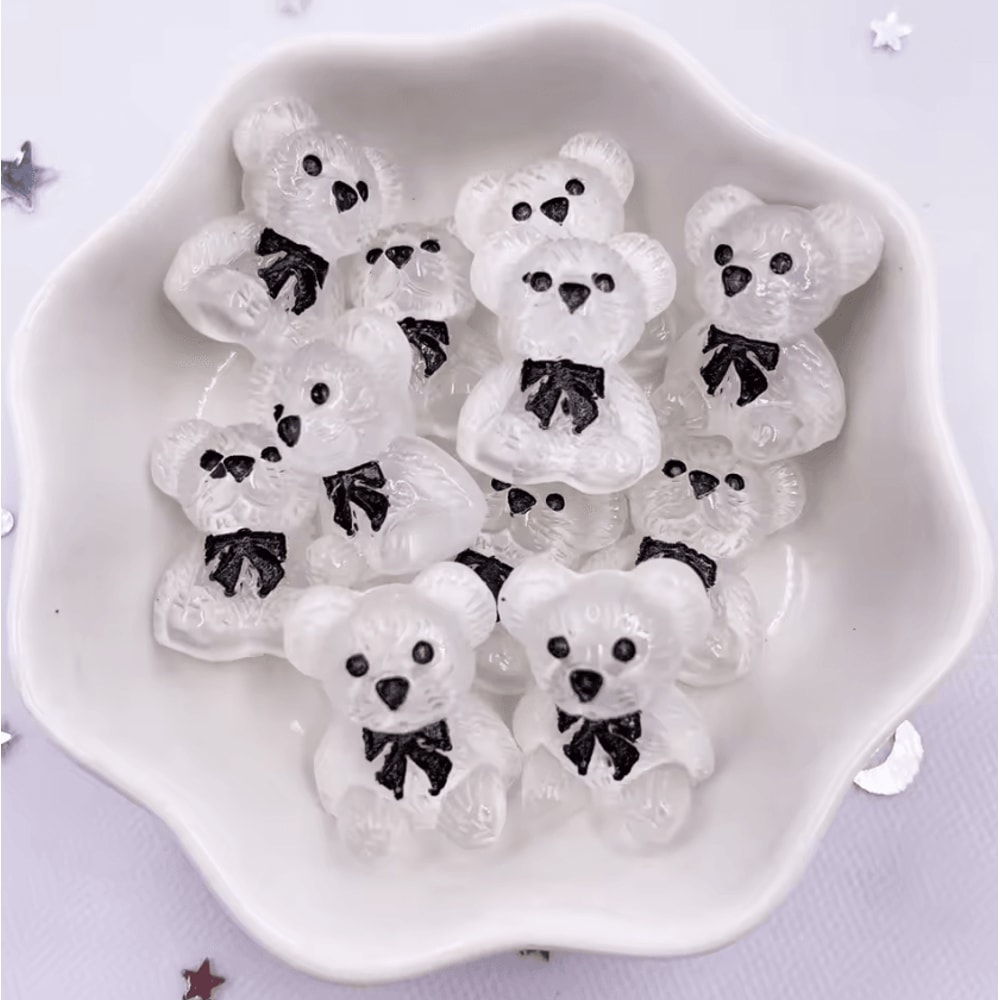 Kawaii HandPainted Resin Bear Flatback Set Colorful DIY Craft Mini Figurines 10PCS 8