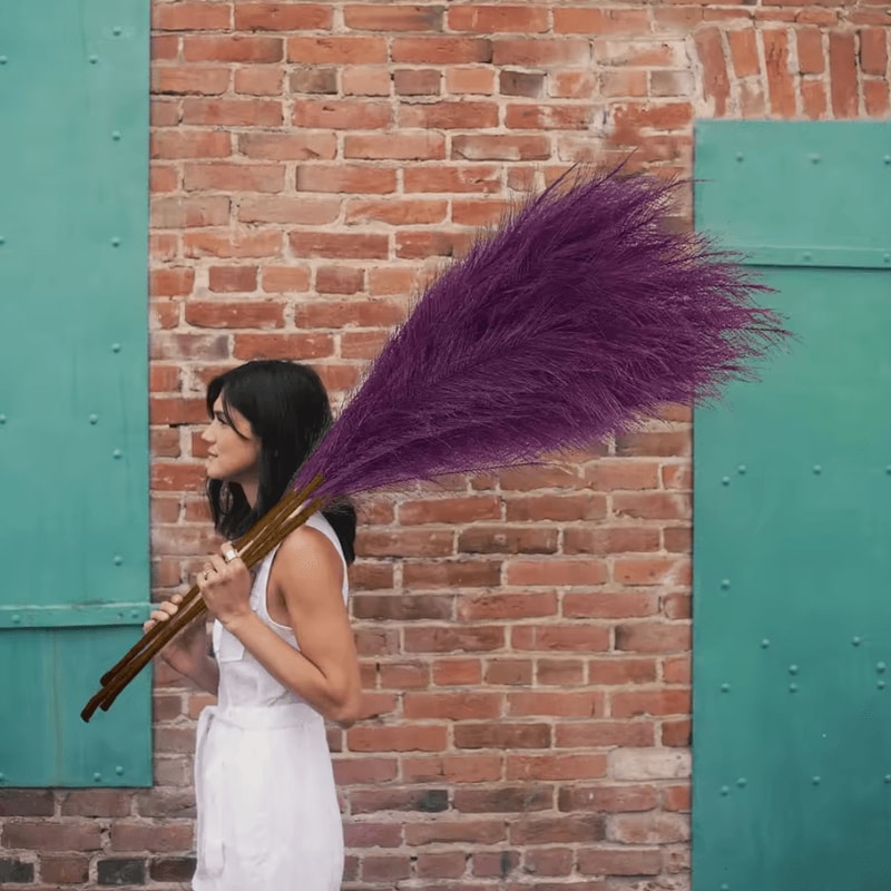 Luxury Faux Pampas Grass Decor 47Tall Fluffy Boho Stems For Elegant Home Styling 9