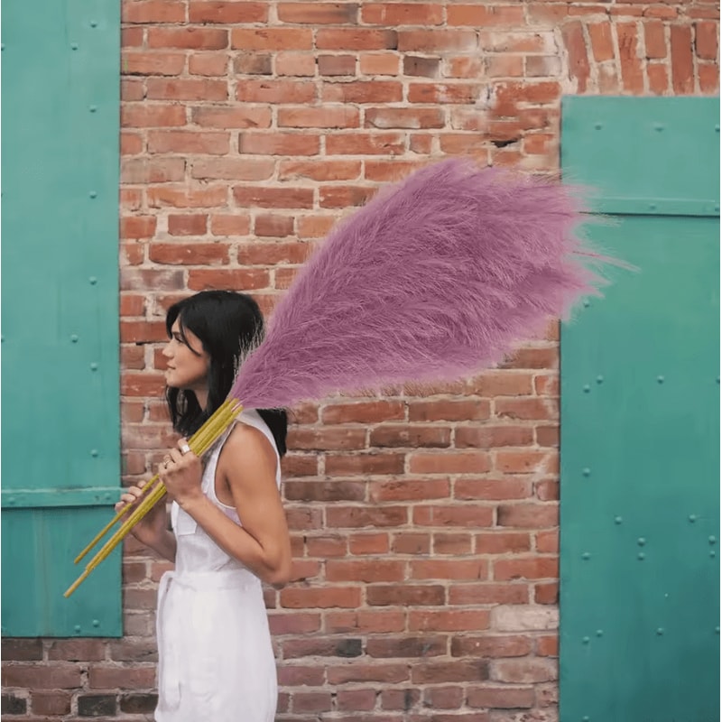 Luxury Faux Pampas Grass Decor 47Tall Fluffy Boho Stems For Elegant Home Styling 8