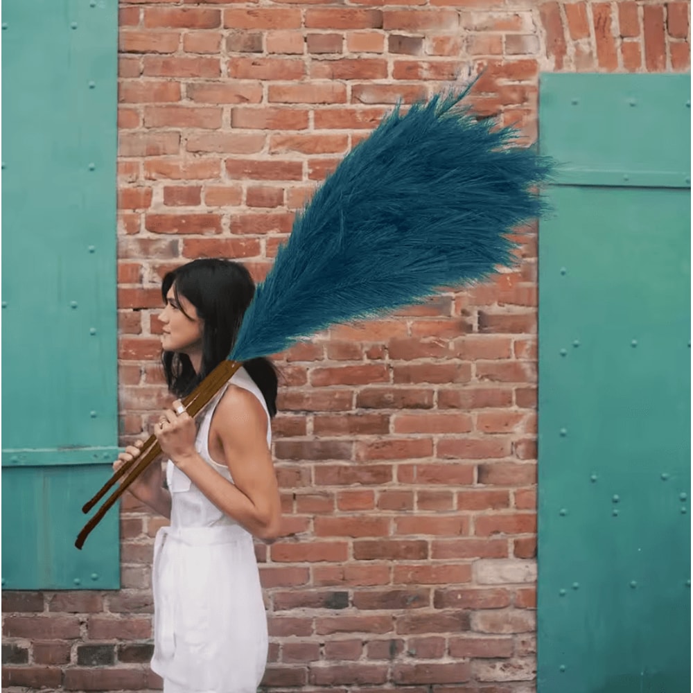 Luxury Faux Pampas Grass Decor 47Tall Fluffy Boho Stems For Elegant Home Styling 11