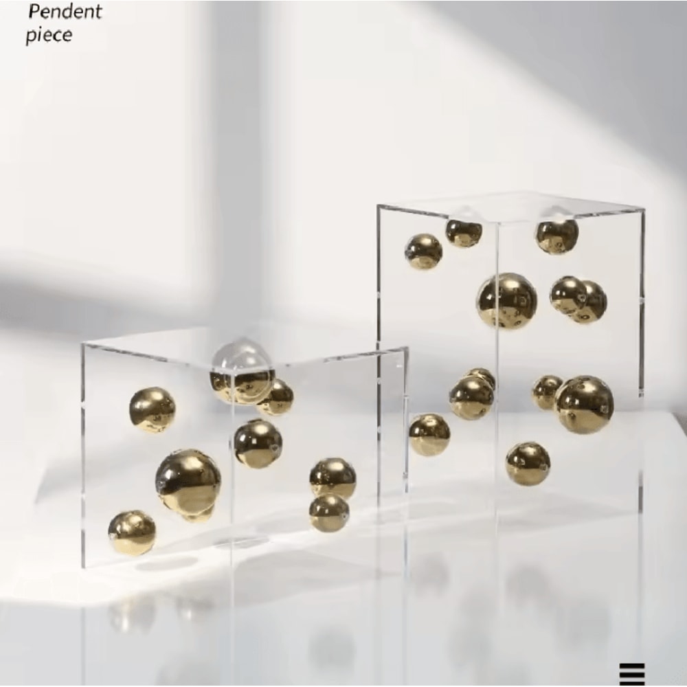 Modern Geometric Metal Ball Sculpture In Acrylic Display Box Minimalist Desktop Art Decor 0