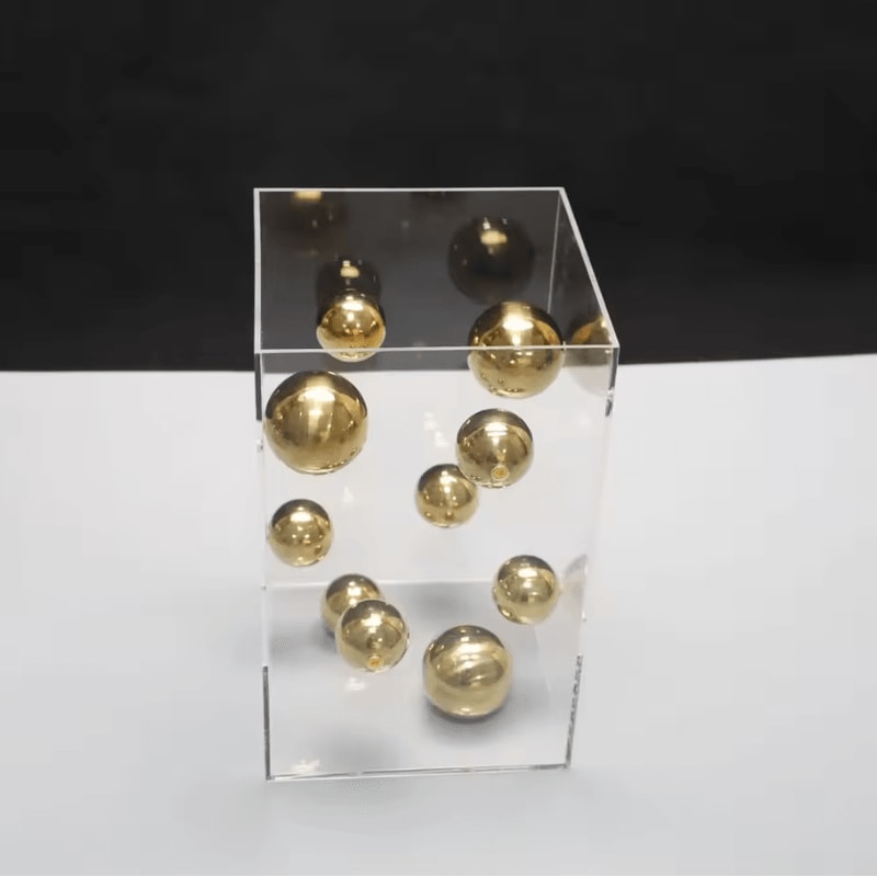 Modern Geometric Metal Ball Sculpture In Acrylic Display Box Minimalist Desktop Art Decor 4