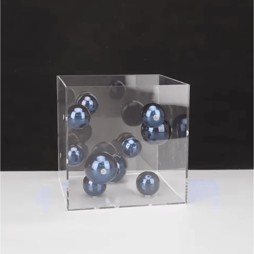 Modern Geometric Metal Ball Sculpture In Acrylic Display Box Minimalist Desktop Art Decor 5
