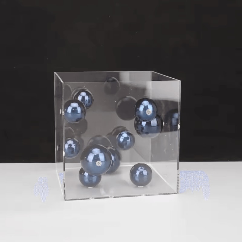 Modern Geometric Metal Ball Sculpture In Acrylic Display Box Minimalist Desktop Art Decor 5