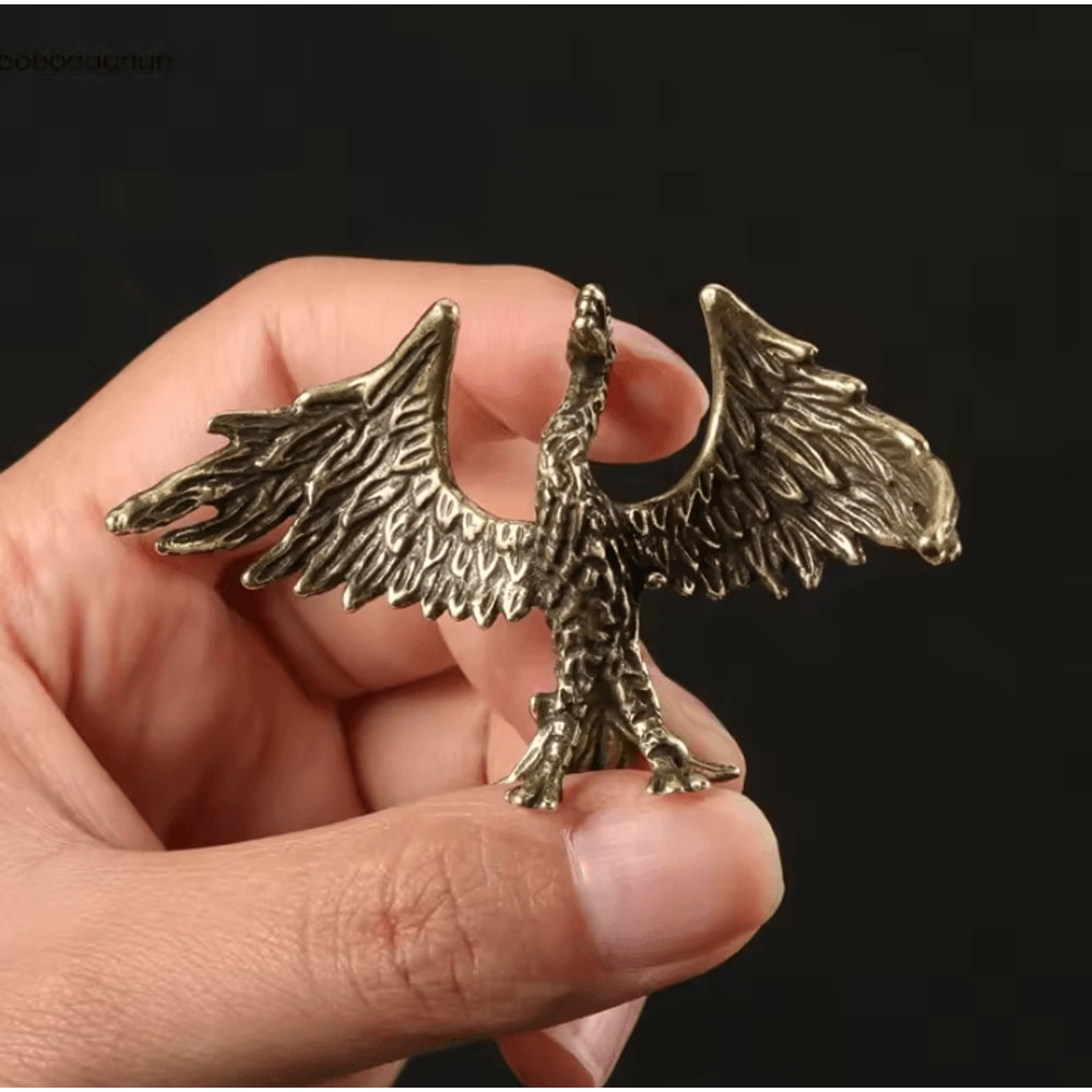 Solid Brass Flame Phoenix Statue Feng Shui Prosperity Desk Ornament 0