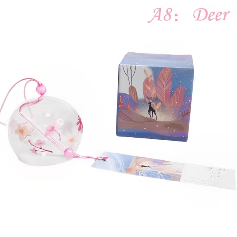 Japanese Glass Furin Wind Chime Sakura Cherry Blossom Hanging Bell Decor 11