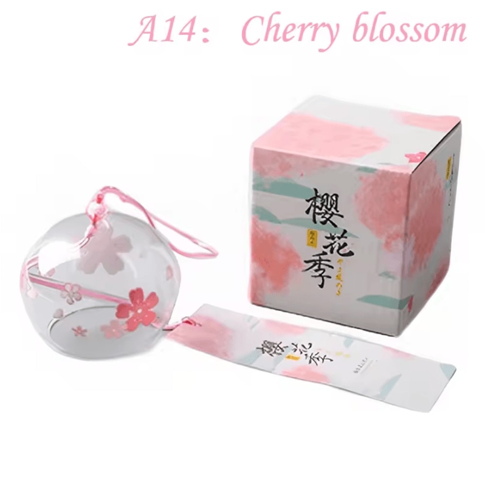 Japanese Glass Furin Wind Chime Sakura Cherry Blossom Hanging Bell Decor 14
