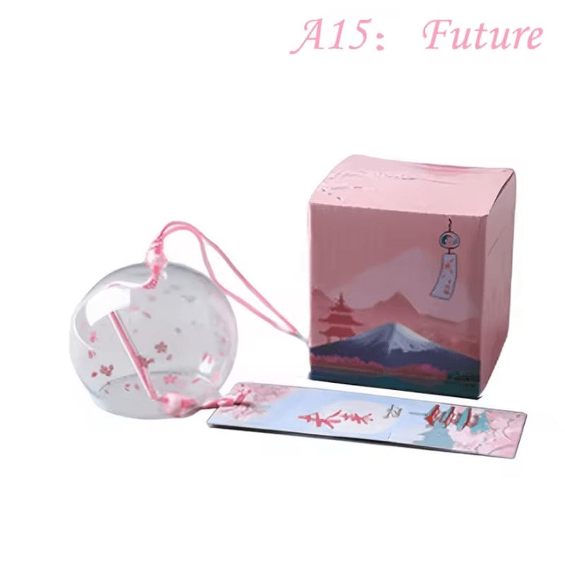 Japanese Glass Furin Wind Chime Sakura Cherry Blossom Hanging Bell Decor 15