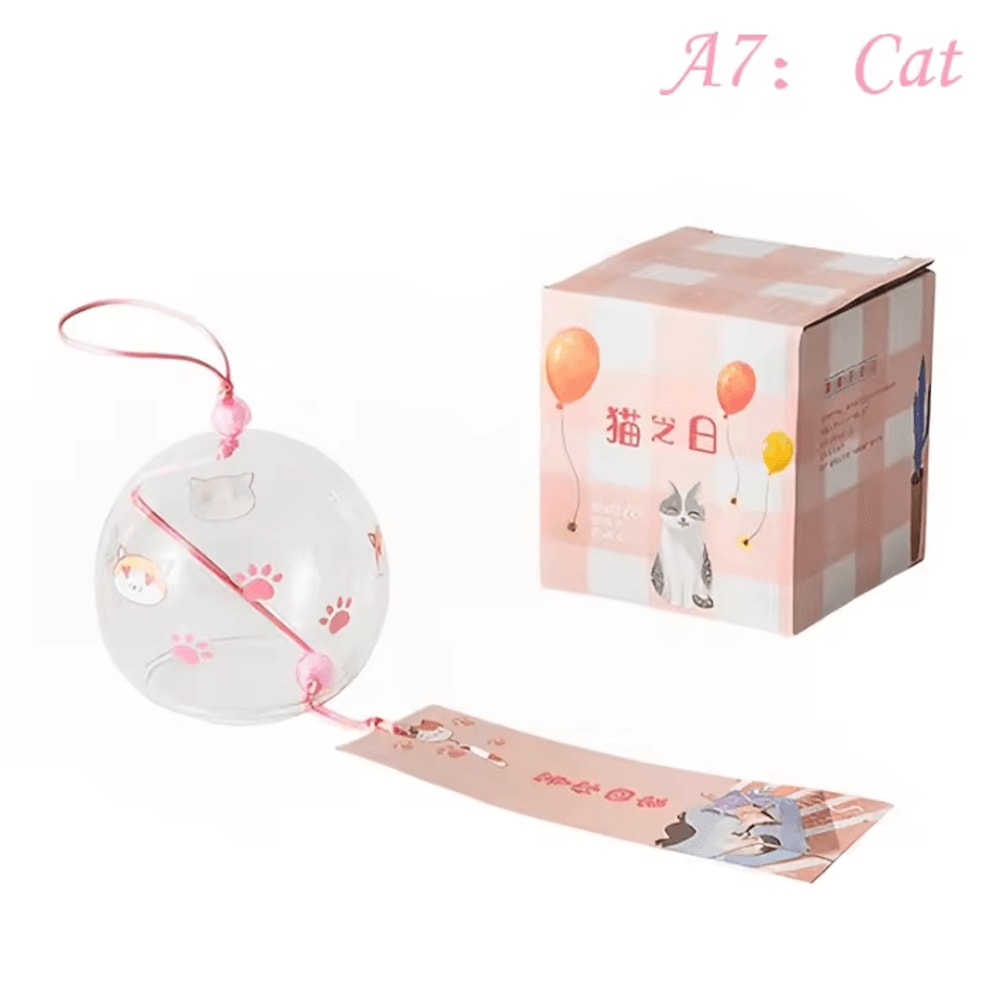 Japanese Glass Furin Wind Chime Sakura Cherry Blossom Hanging Bell Decor 6