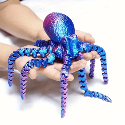 3d printed flexible octopus figurine – articulated desk toy & ocean-inspired decor