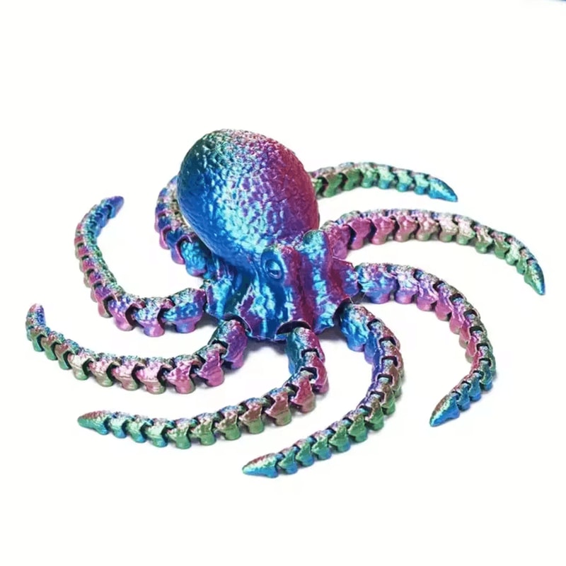 3D Printed Flexible Octopus Figurine Articulated Desk Toy OceanInspired Decor 3