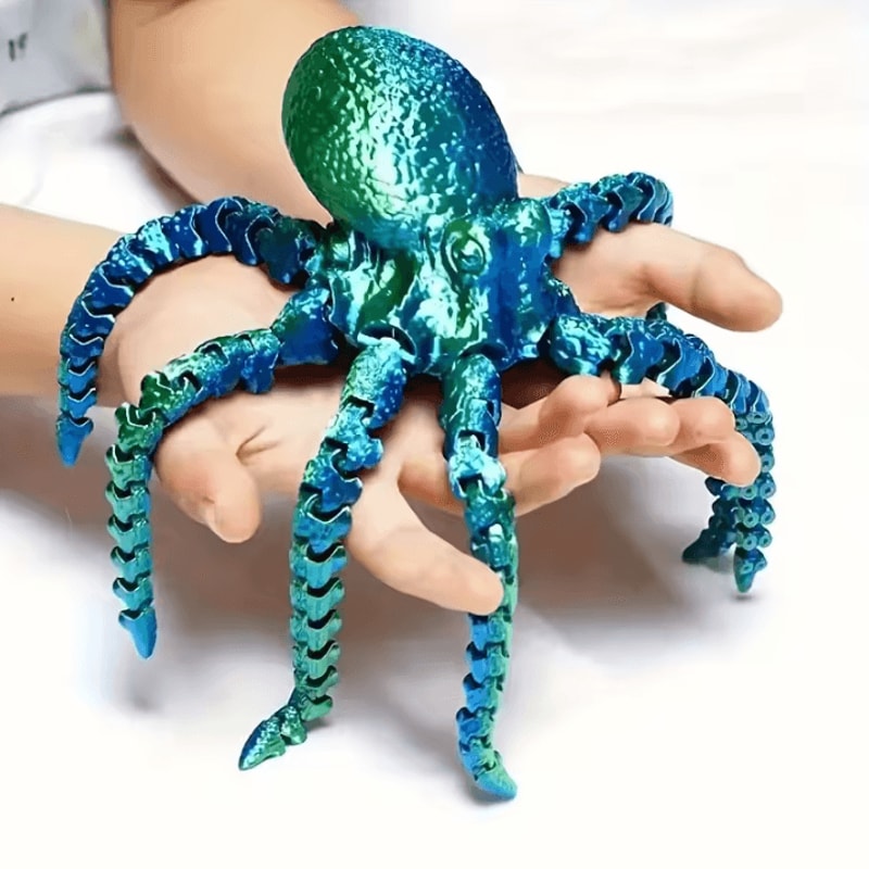 3D Printed Flexible Octopus Figurine Articulated Desk Toy OceanInspired Decor 4