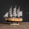 Mediterranean Wooden Sailboat Model Vintage Nautical Desk Decor Coastal Home Accent 1