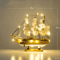 Mediterranean Wooden Sailboat Model Vintage Nautical Desk Decor Coastal Home Accent 2