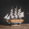 Mediterranean Wooden Sailboat Model Vintage Nautical Desk Decor Coastal Home Accent 7