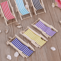 mini wooden beach chair set – 1 12 dollhouse folding furniture for coastal scenes
