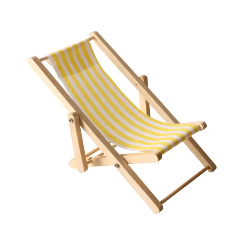 Mini Wooden Folding Beach Chair 1 12 Dollhouse Coastal Furniture Decor 1