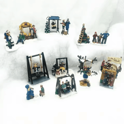 holiday miniature sand table figurines – festive diy scene decor for desk & displays