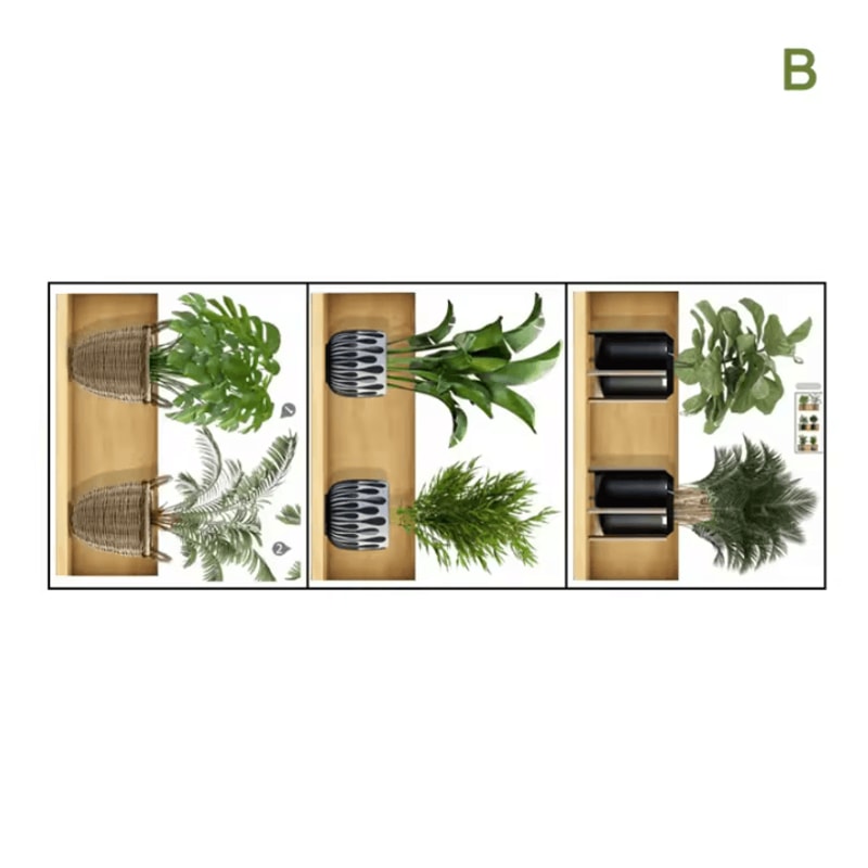 3Piece Plant Wall Sticker Set Minimalist Potted Plant Vinyl Decals For Modern Spaces 2