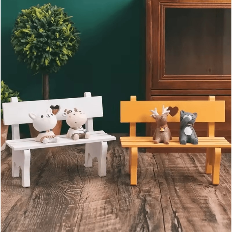 Mini Wooden Fairy Garden Bench 112 Dollhouse Micro Landscape Decor 0