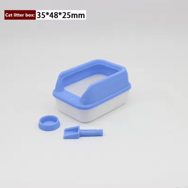 Mini 1 12 Dollhouse Cat Litter Box Set With Shovel Realistic DIY Pet Accessory Kit 1
