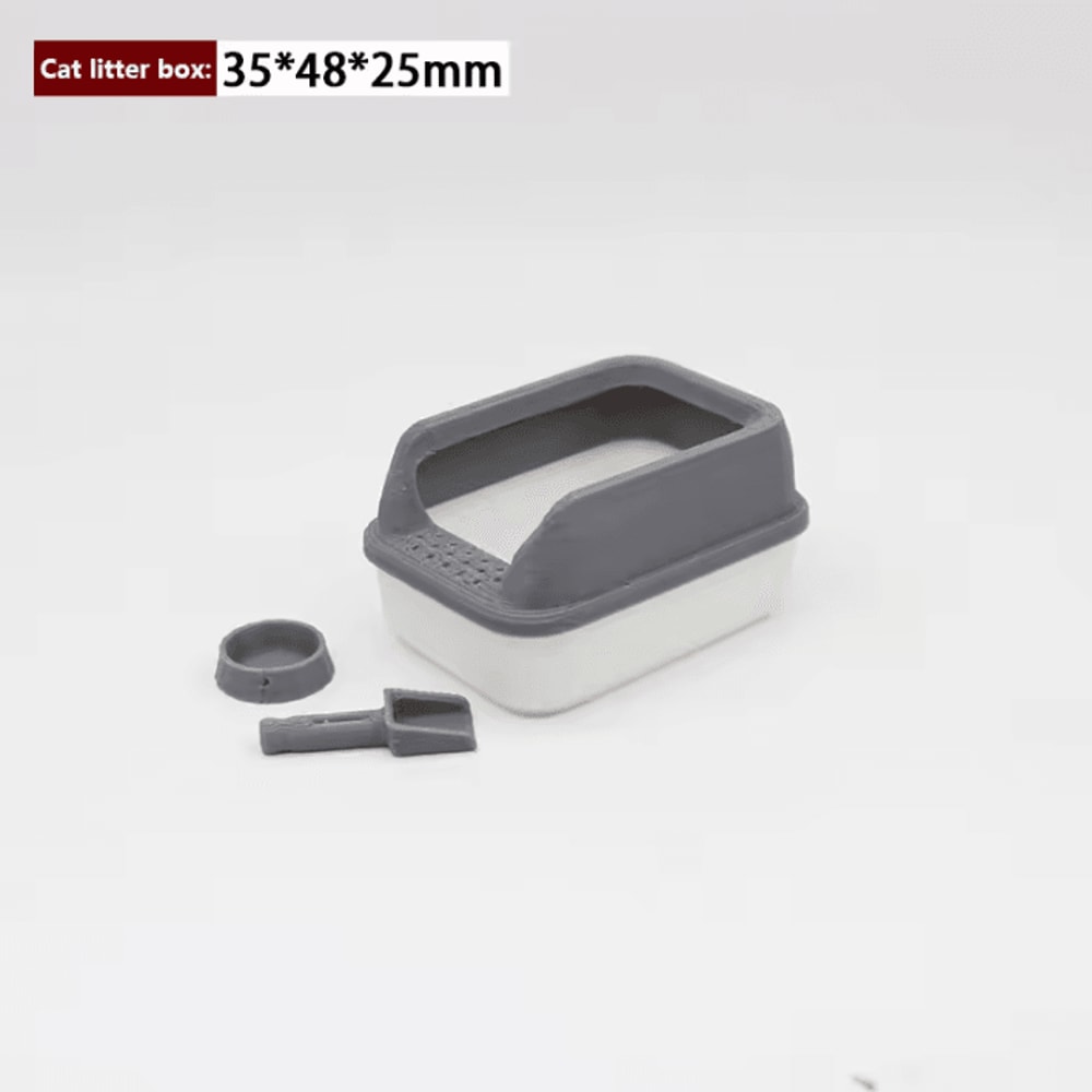 Mini 1 12 Dollhouse Cat Litter Box Set With Shovel Realistic DIY Pet Accessory Kit 2