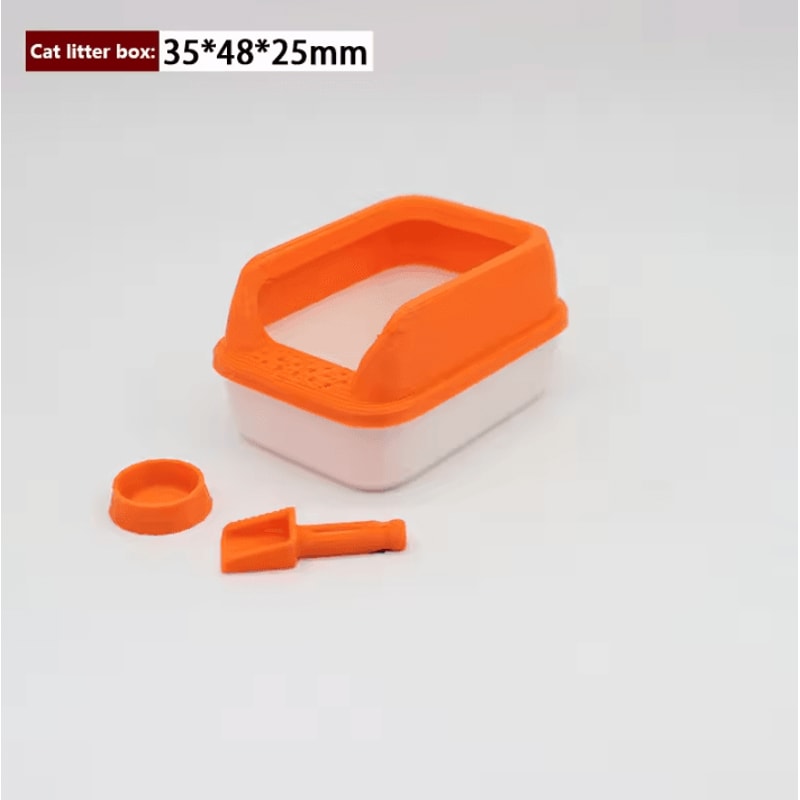 Mini 1 12 Dollhouse Cat Litter Box Set With Shovel Realistic DIY Pet Accessory Kit 4