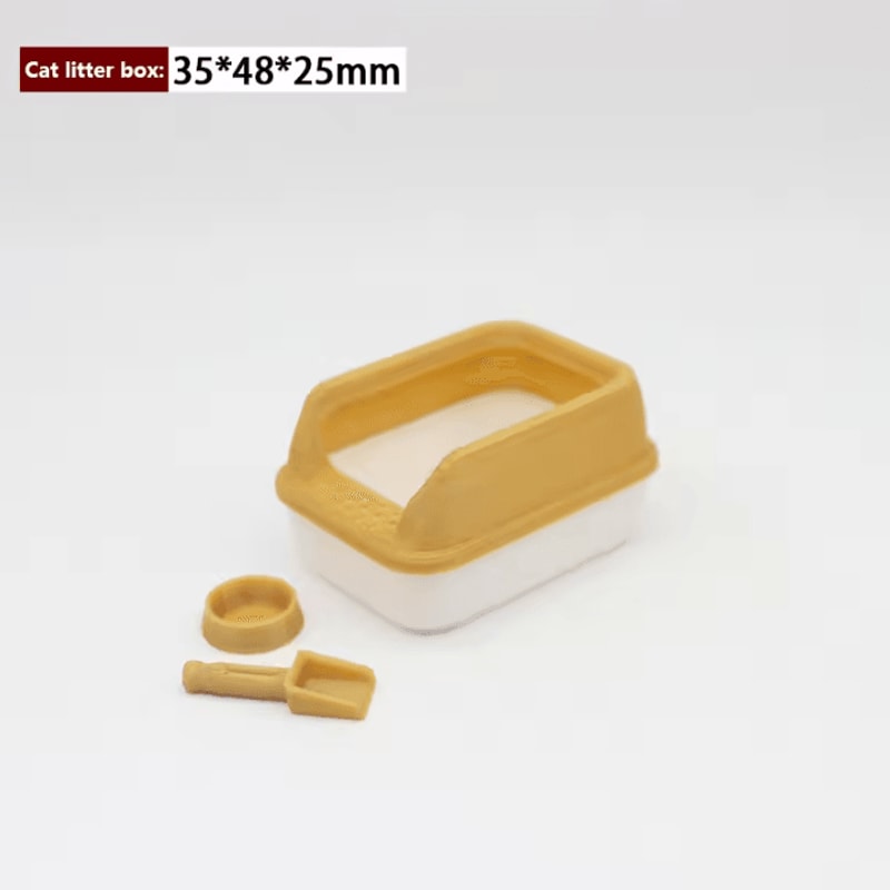 Mini 1 12 Dollhouse Cat Litter Box Set With Shovel Realistic DIY Pet Accessory Kit 5