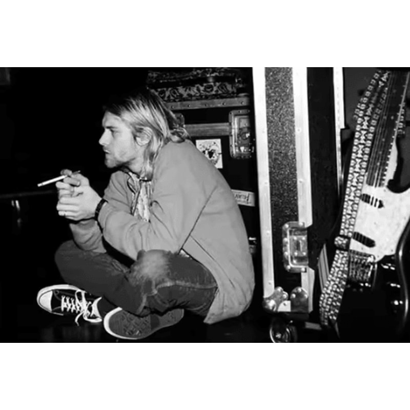Vintage Kurt Cobain Black White Canvas Poster Retro Rock Wall Art Decor 1