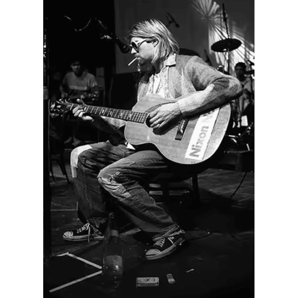 Vintage Kurt Cobain Black White Canvas Poster Retro Rock Wall Art Decor 3