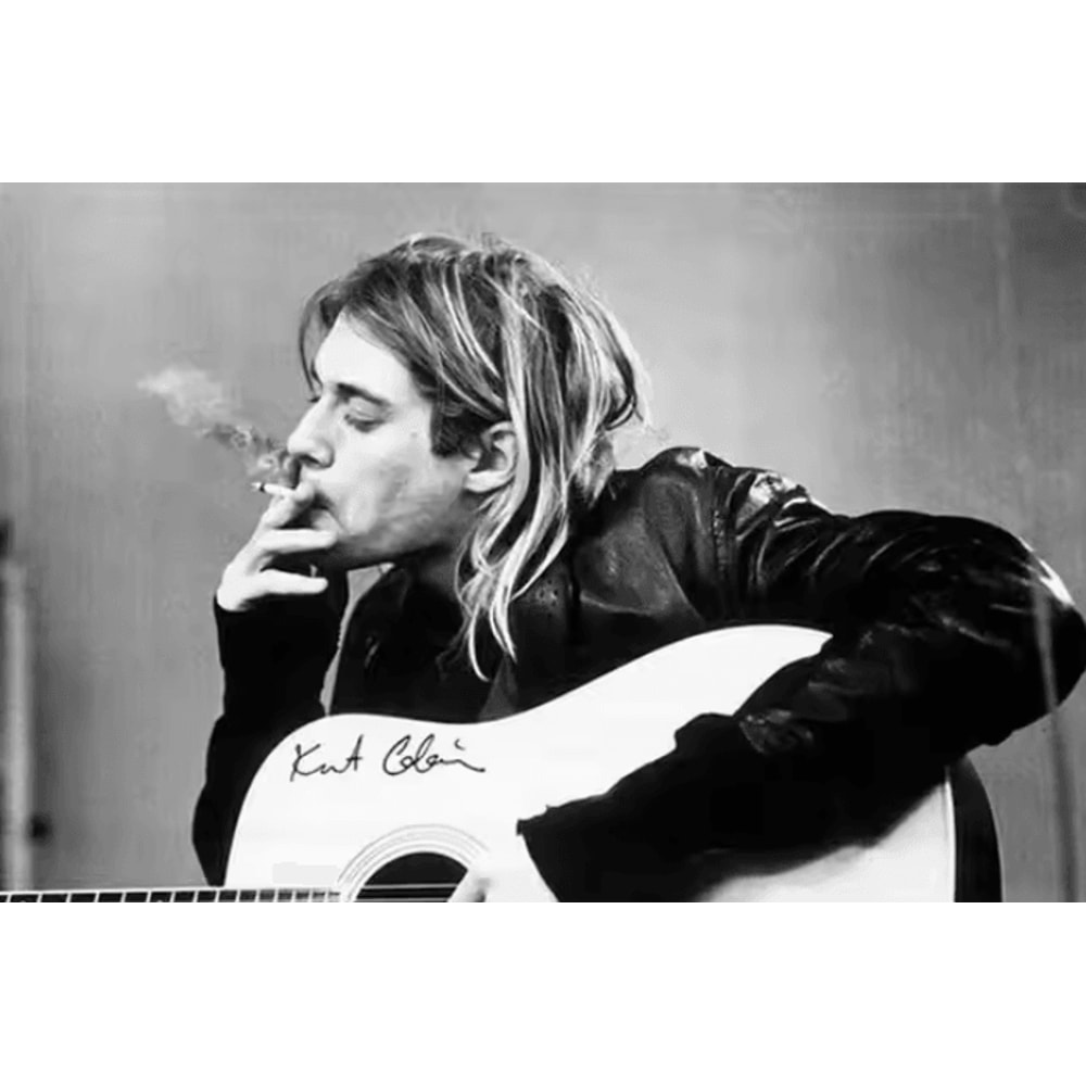 Vintage Kurt Cobain Black White Canvas Poster Retro Rock Wall Art Decor 7