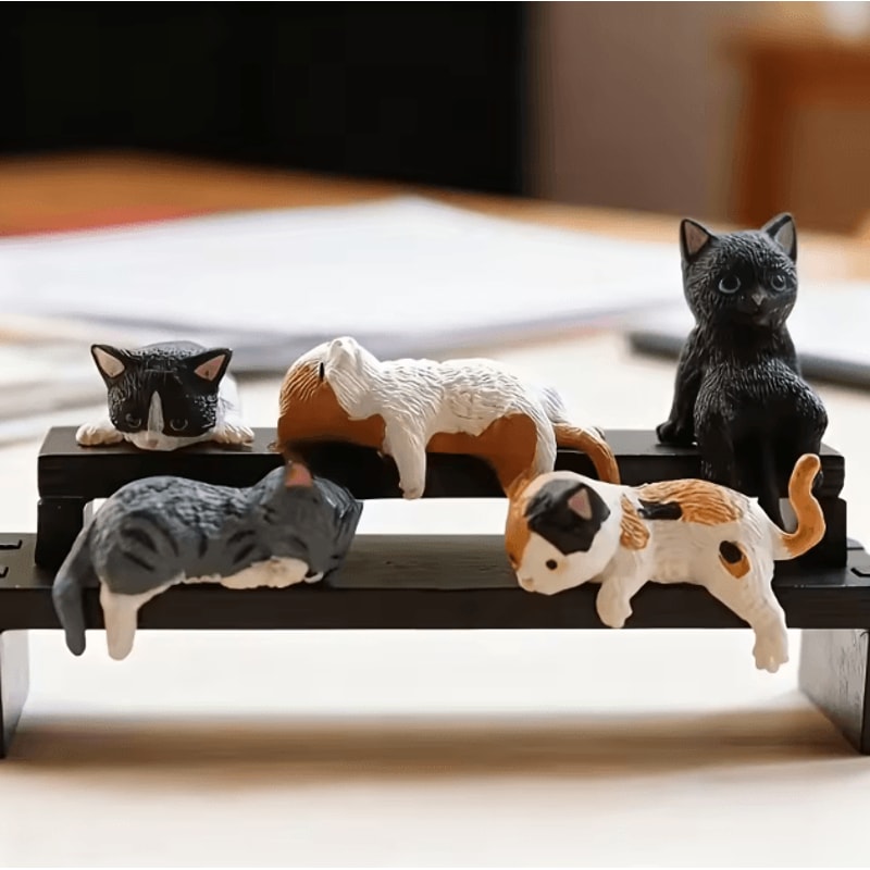 Kawaii Cat Screen Sitter Set Cute Mini Monitor Companion Desk Decor 5Pack 2