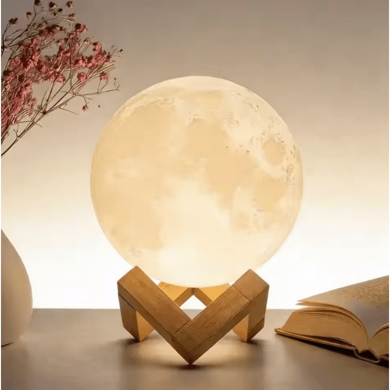 DIY Galaxy Moon Lamp Kit Paintable Planet Night Light With Stand 8cm 0