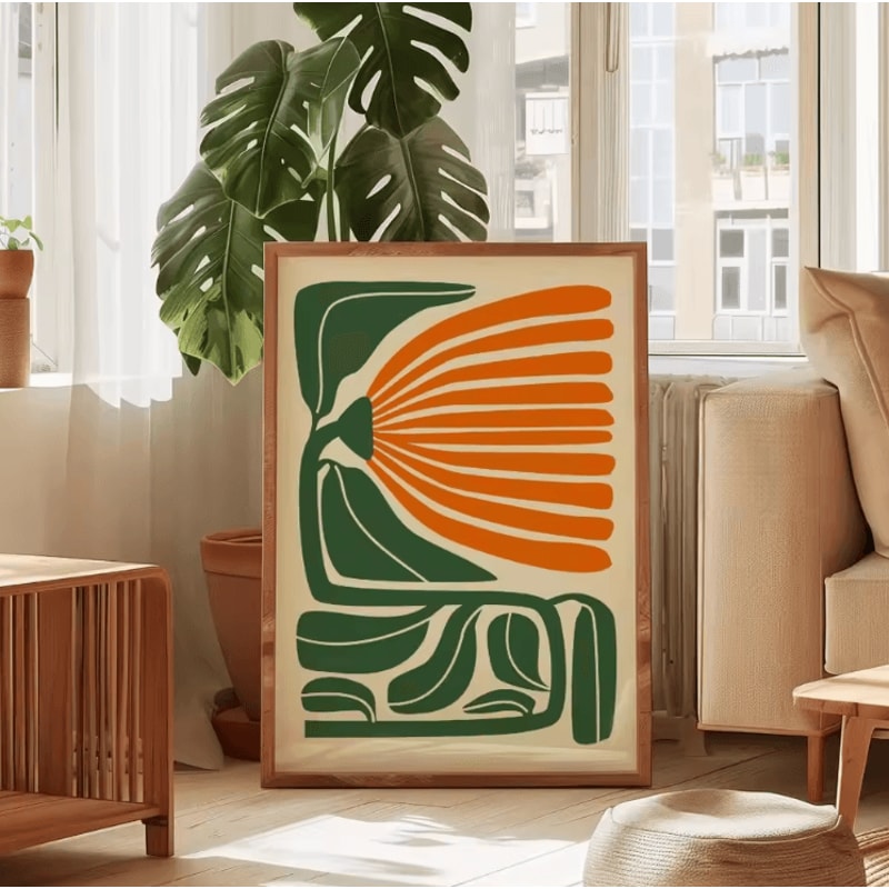 Minimalist Beige Floral Line Canvas Poster Modern Botanical Wall Art Frameless 12