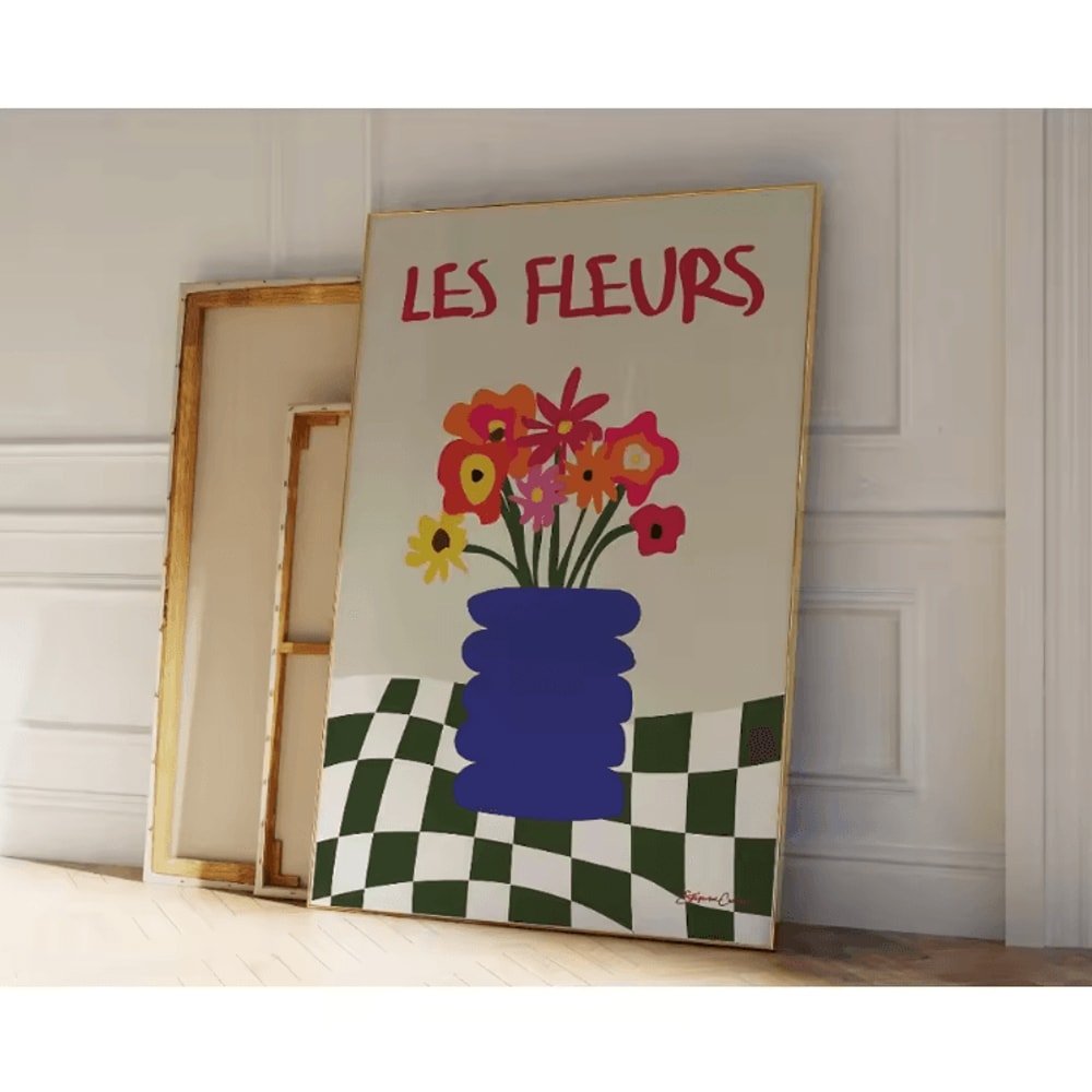 Minimalist Beige Floral Line Canvas Poster Modern Botanical Wall Art Frameless 13