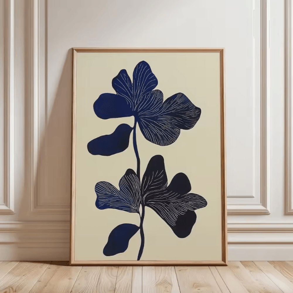 Minimalist Beige Floral Line Canvas Poster Modern Botanical Wall Art Frameless 17