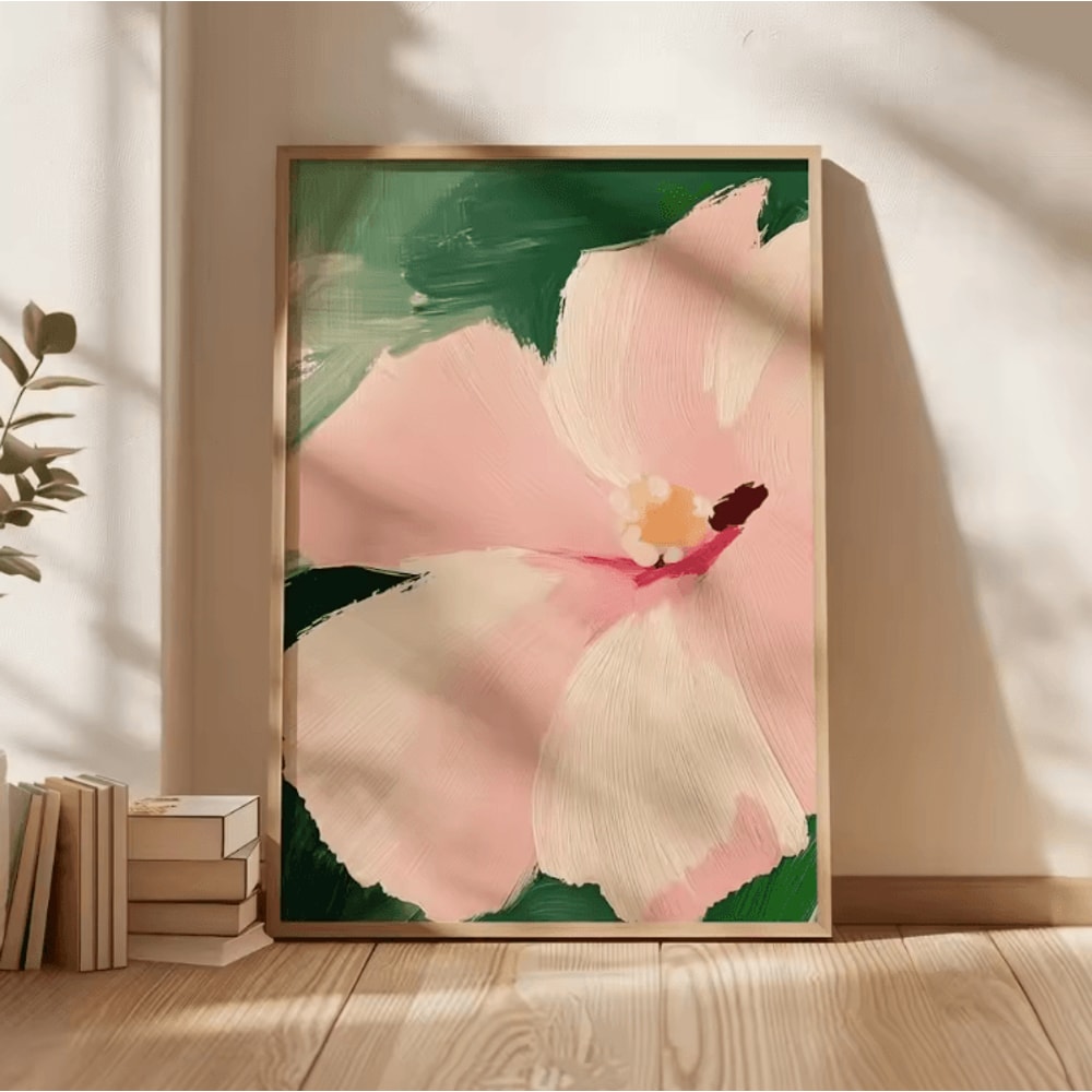 Minimalist Beige Floral Line Canvas Poster Modern Botanical Wall Art Frameless 5