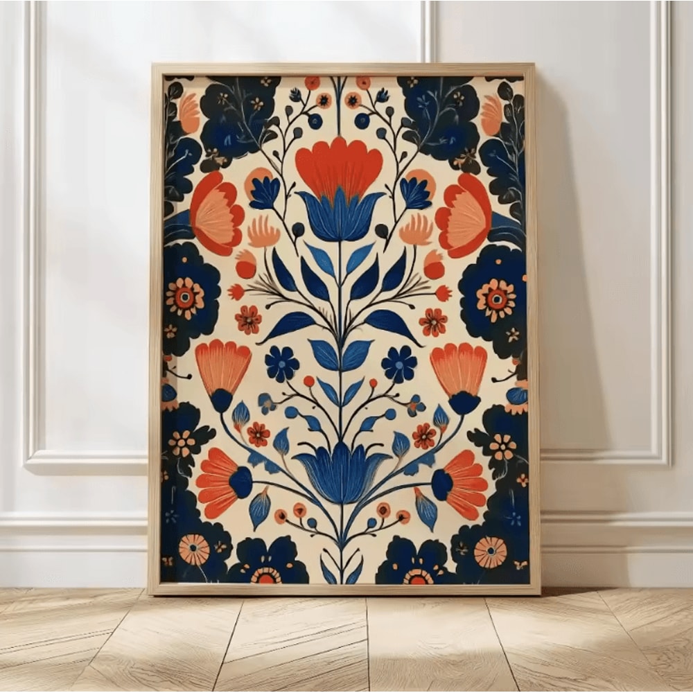 Minimalist Beige Floral Line Canvas Poster Modern Botanical Wall Art Frameless 21